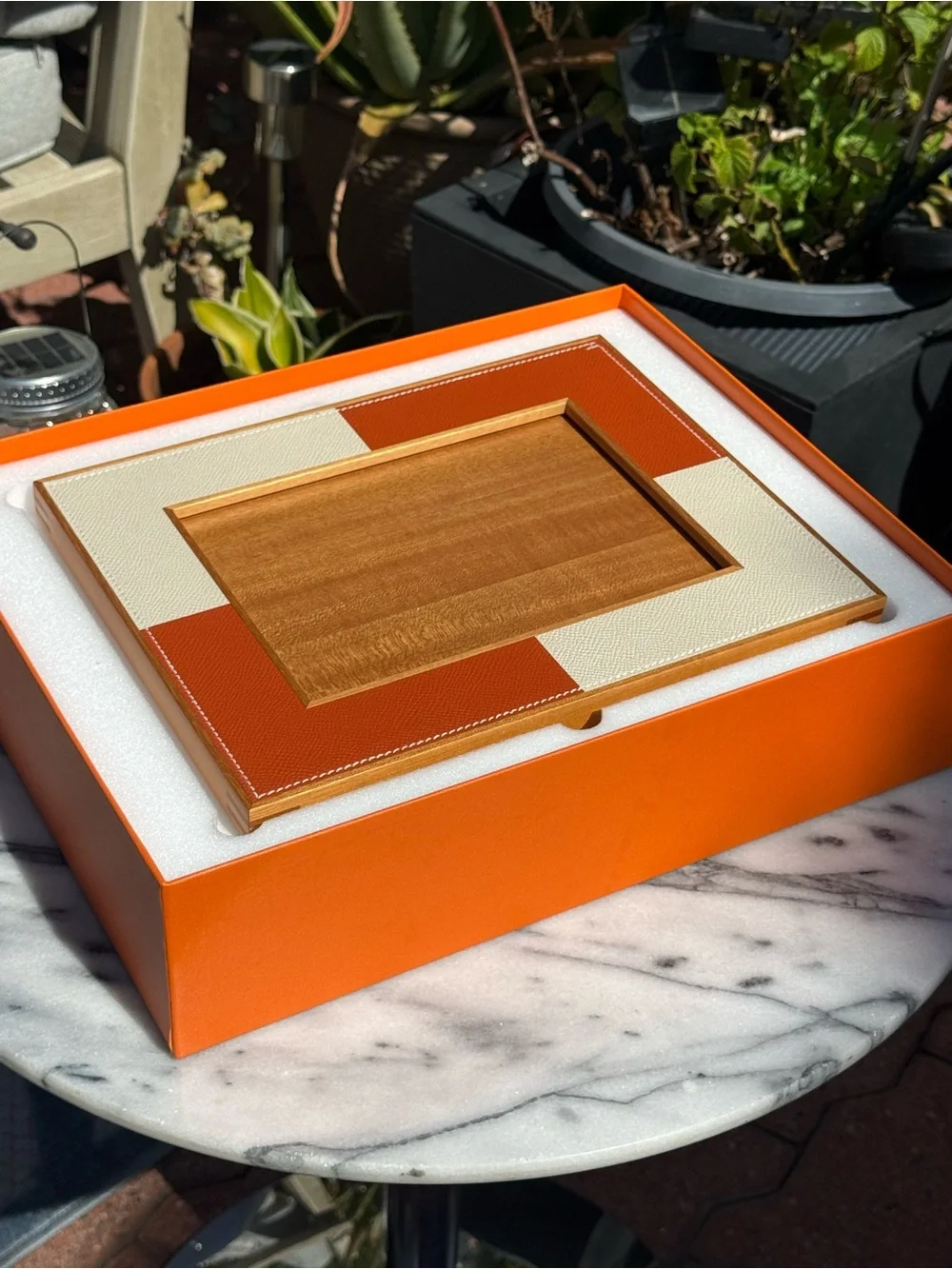 NIB Hermés Two Toned Leather Picture Frame 5x7 FULL SET